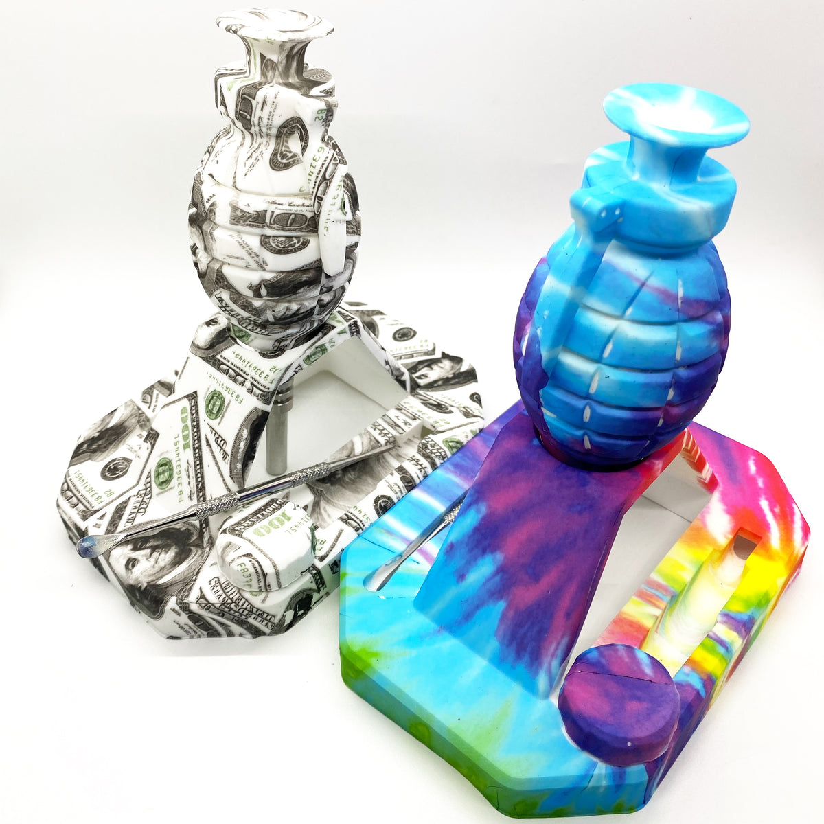Silicone Water Pipe Bubbler Dab Rig Grenade-shape Wax Pipe Kits with 14mm  Titanium Tip Honey Dab Straw Smoking Pipe For Dab Wax Oil