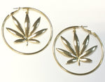 Gold Hoop Marijuana Leaf Earrings
