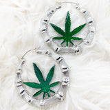 Marijuana Leaf Bamboo Style Earrings
