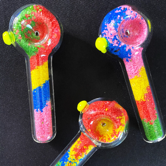 pink glass pipes rainbow glitter